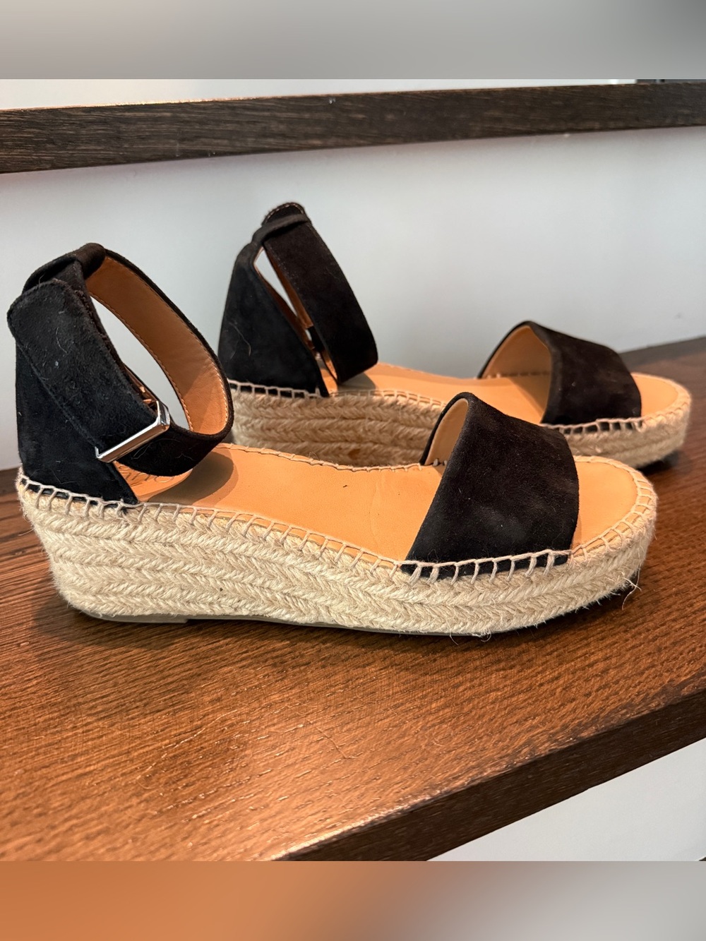 Franco Sarto women’s black espadrille wedges sandals size 7